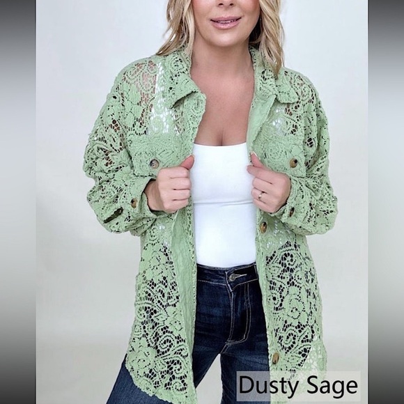 🆕🌿🤎BIBI: TAUPE Oversized Lace Shacket SMALL •SEE VIDEO• - Picture 7 of 12